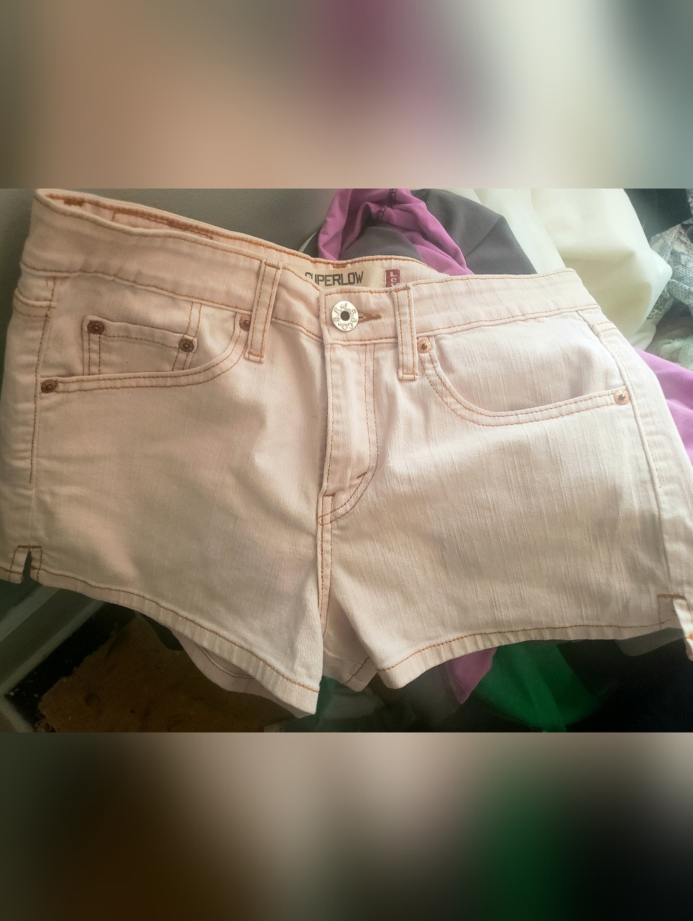 Levis Women's Light Pink Superlow Denim Shorts - 9